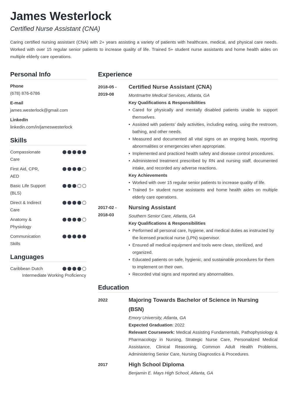 cna template simple