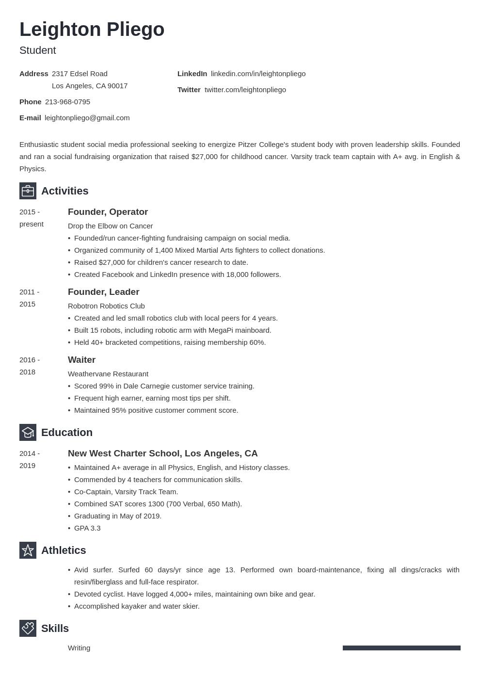 University Application CV Examples Template Writing Tips
