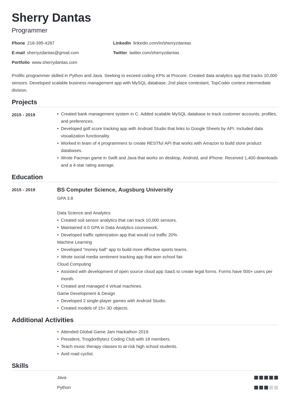 resume sample college graduate