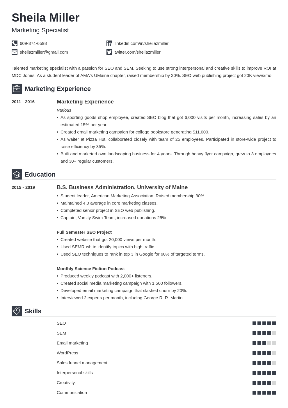 university of iowa resume templates