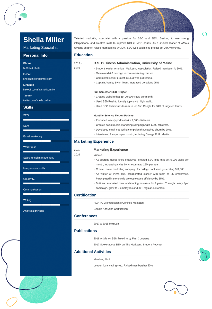 resume template for uni students