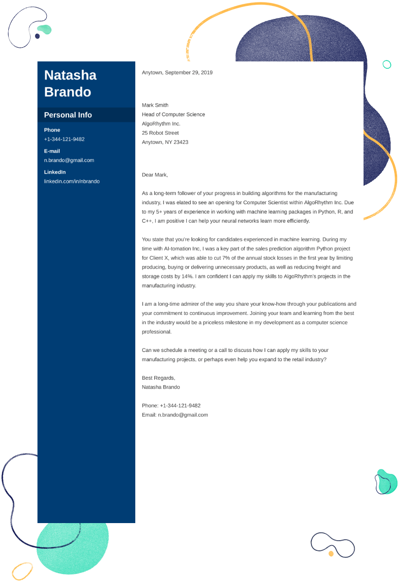 computer science student cover letter