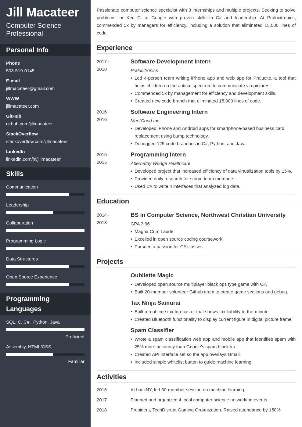 computer science template cascade uk