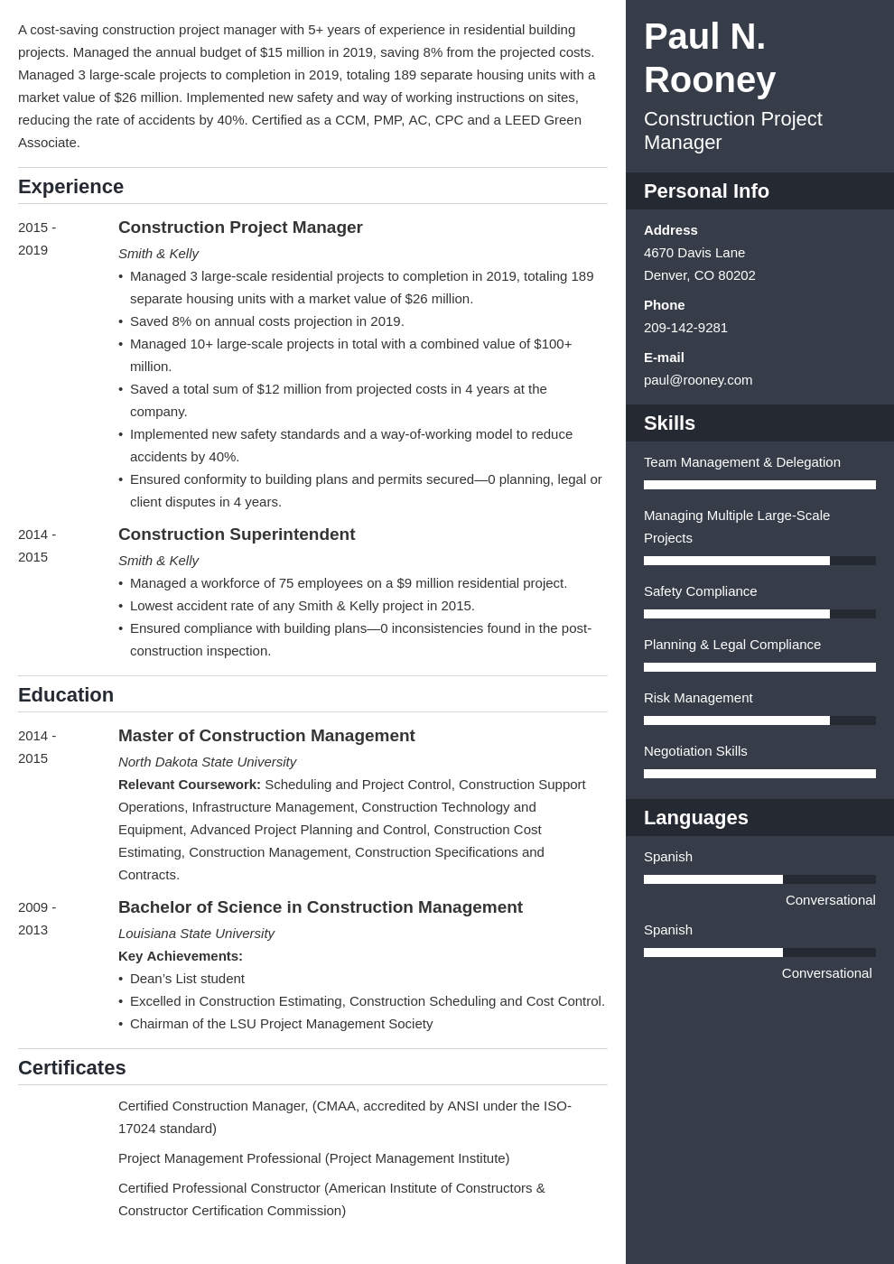 construction project manager template enfold