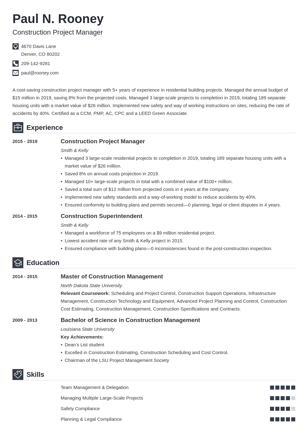 construction project manager template iconic