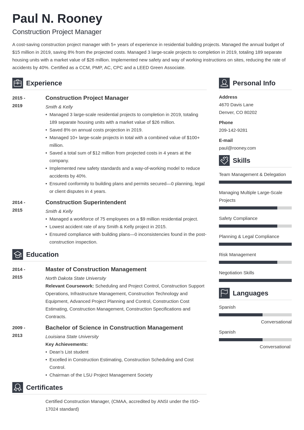 construction project manager template vibes uk