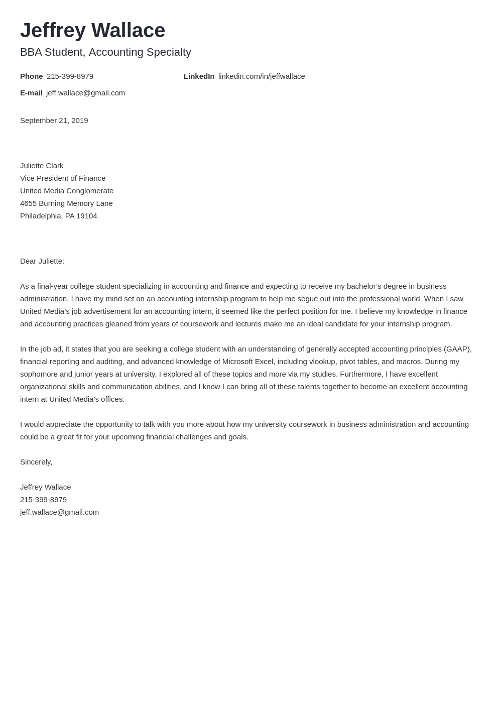 Accounting Cover Letter Examples Ready To Use Templates