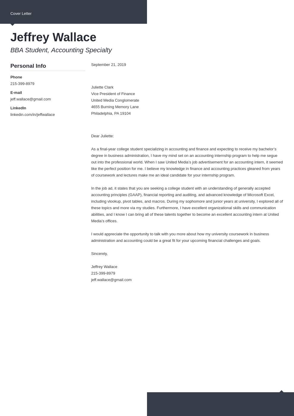 cover letter examples accounting template modern