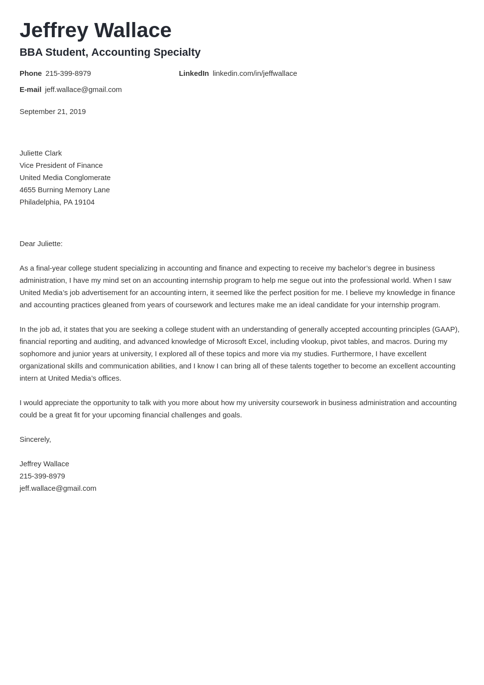 cover letter examples accounting template valera