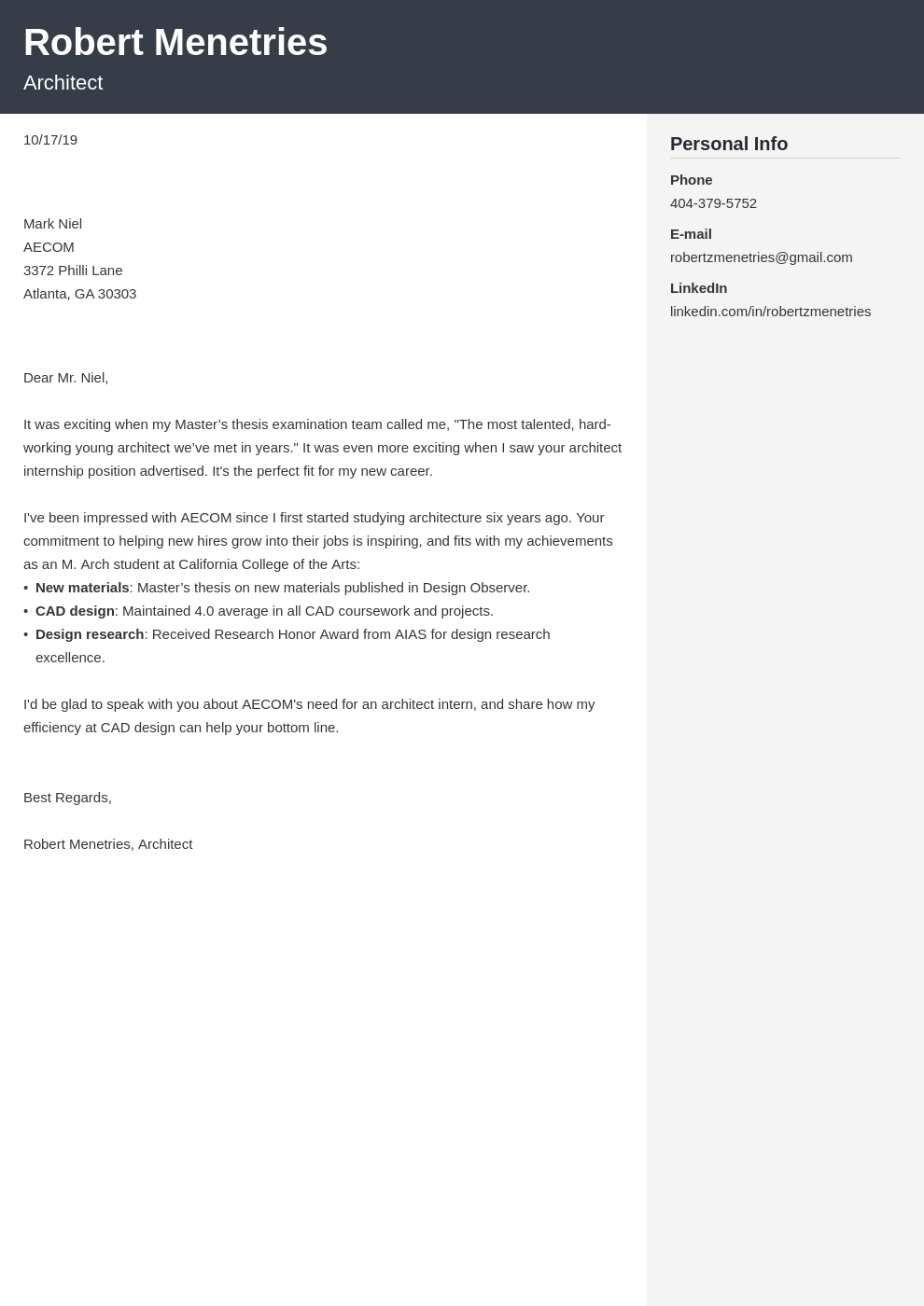 cover letter examples architecture template cubic