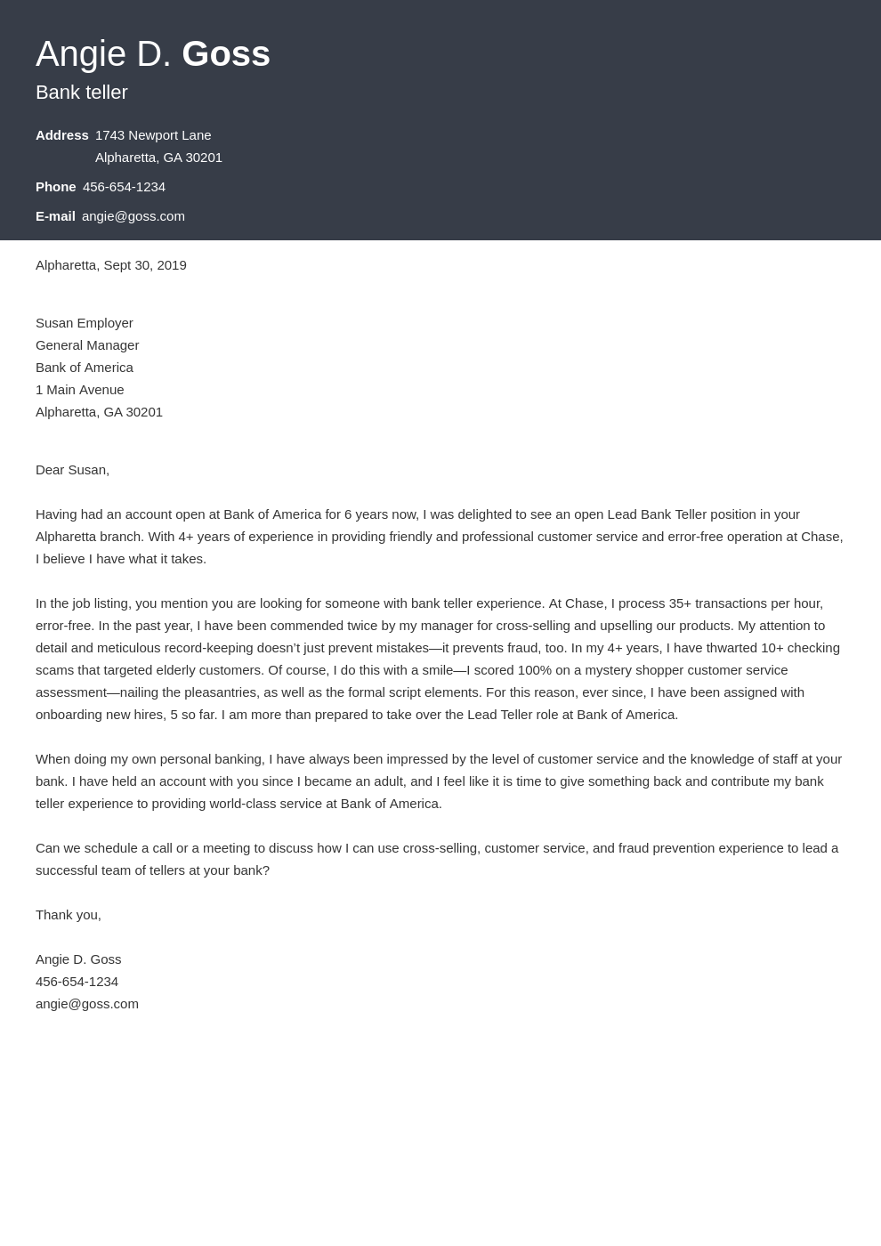 cover letter examples bank teller template influx