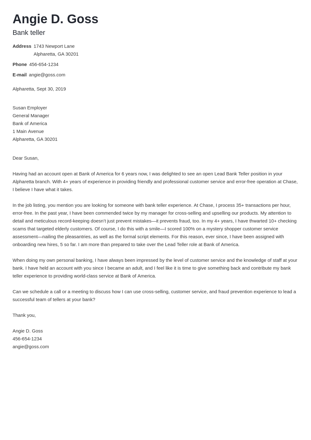 cover letter examples bank teller template nanica