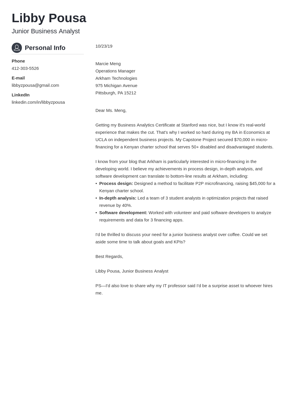 business analyst cover letter reddit