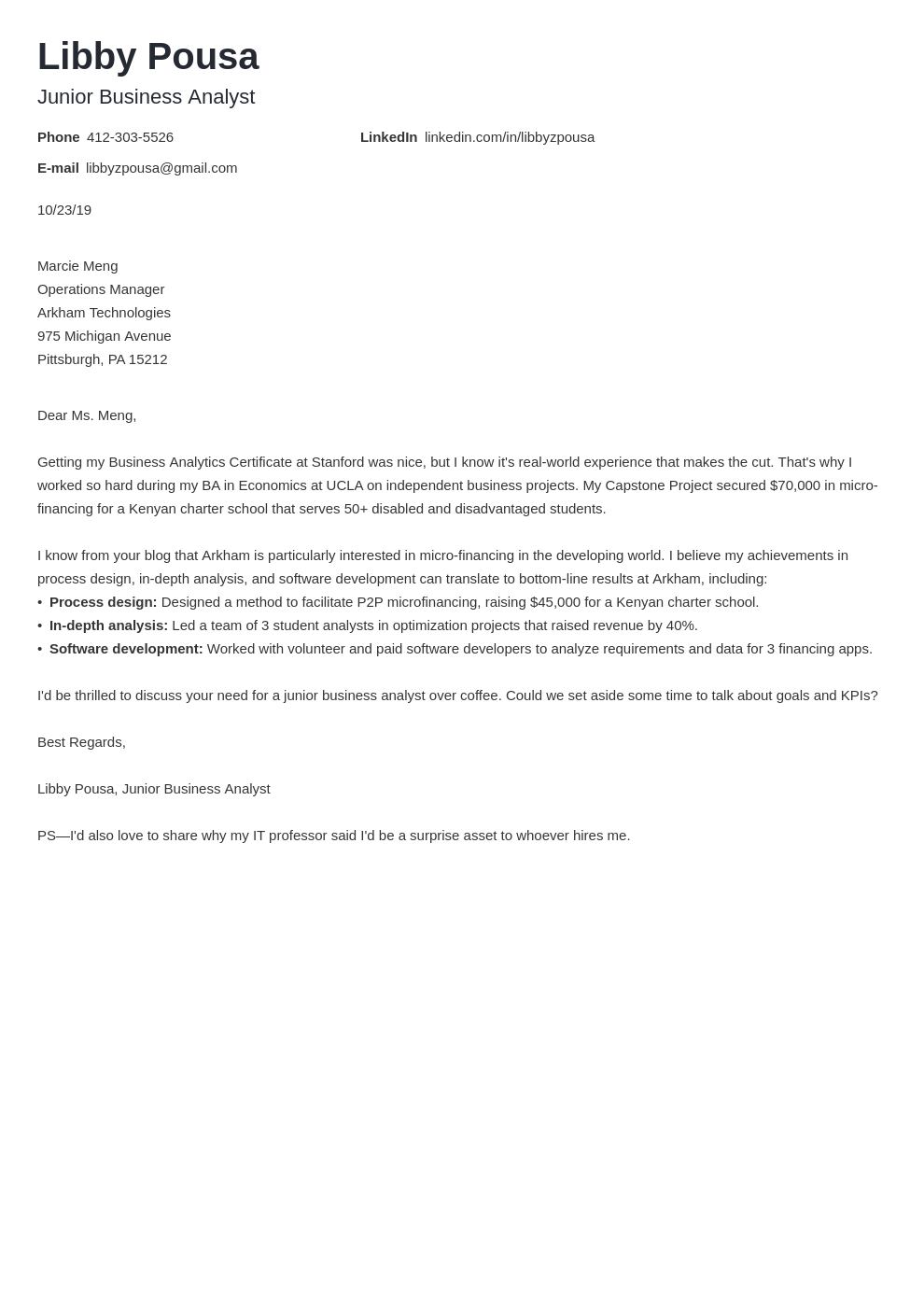 cover letter examples for it business analyst
