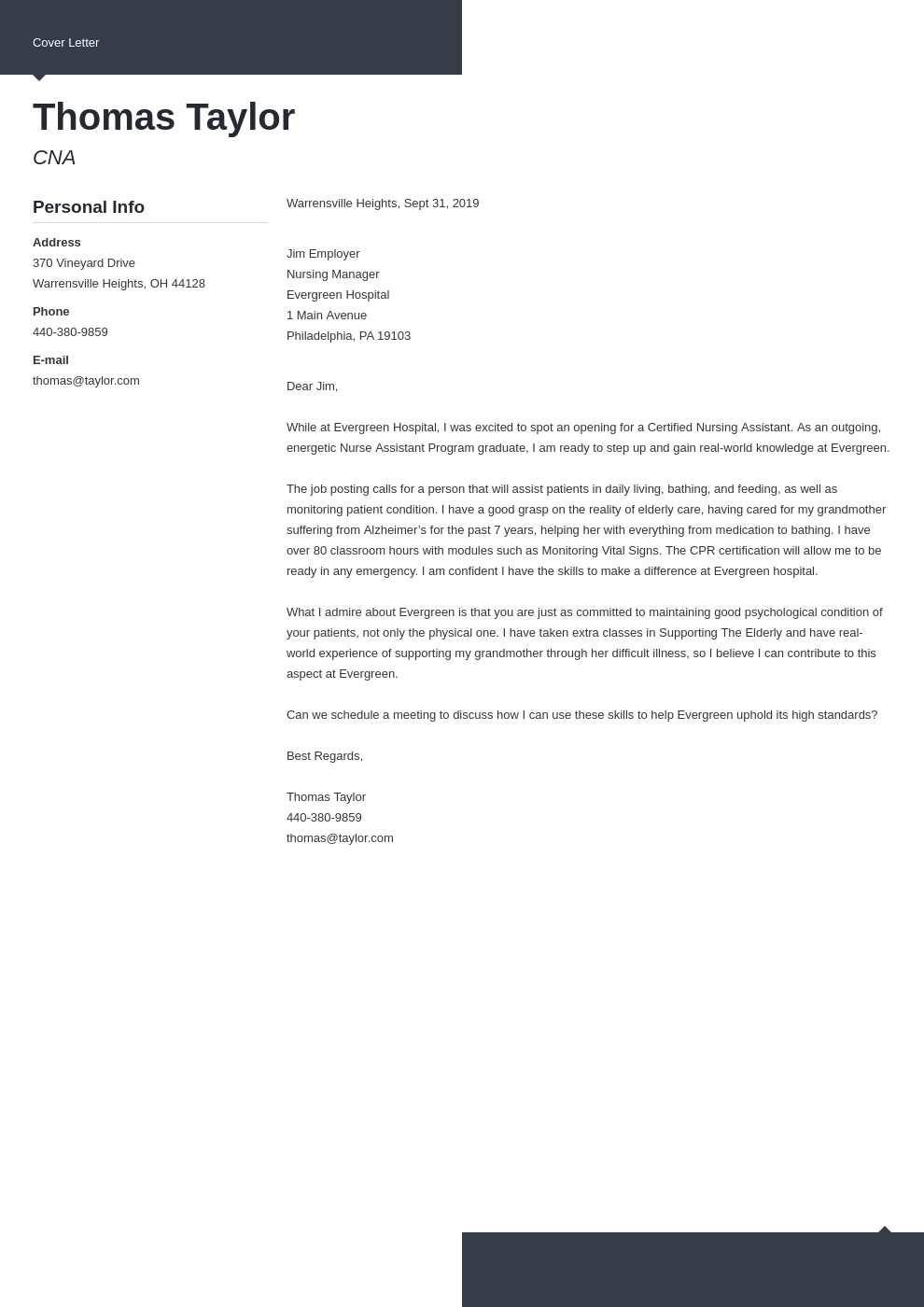 cover letter examples cna template modern