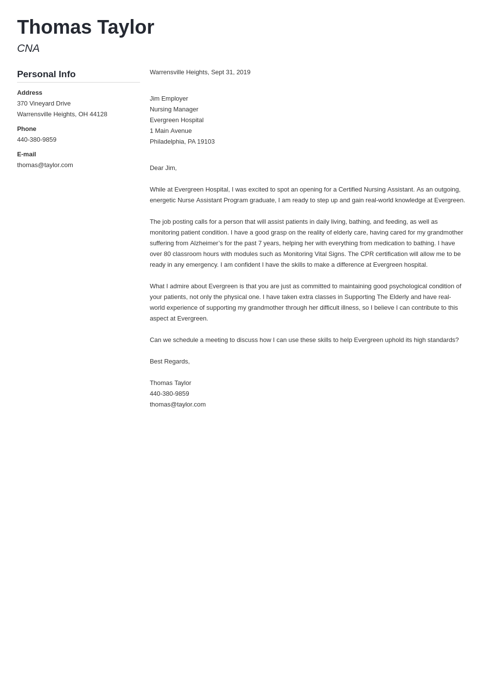 Cna Cover Letter Examples Ready To Use Templates