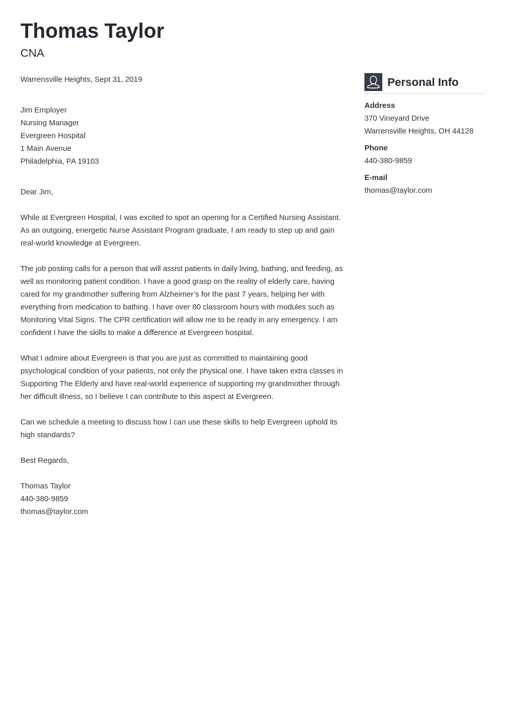 Cna Cover Letter Examples Ready To Use Templates