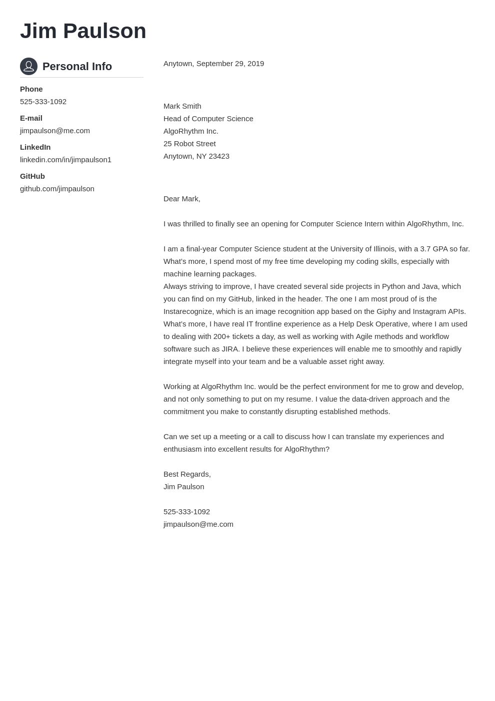 Computer Science Cover Letter Examples Ready To Use Templates
