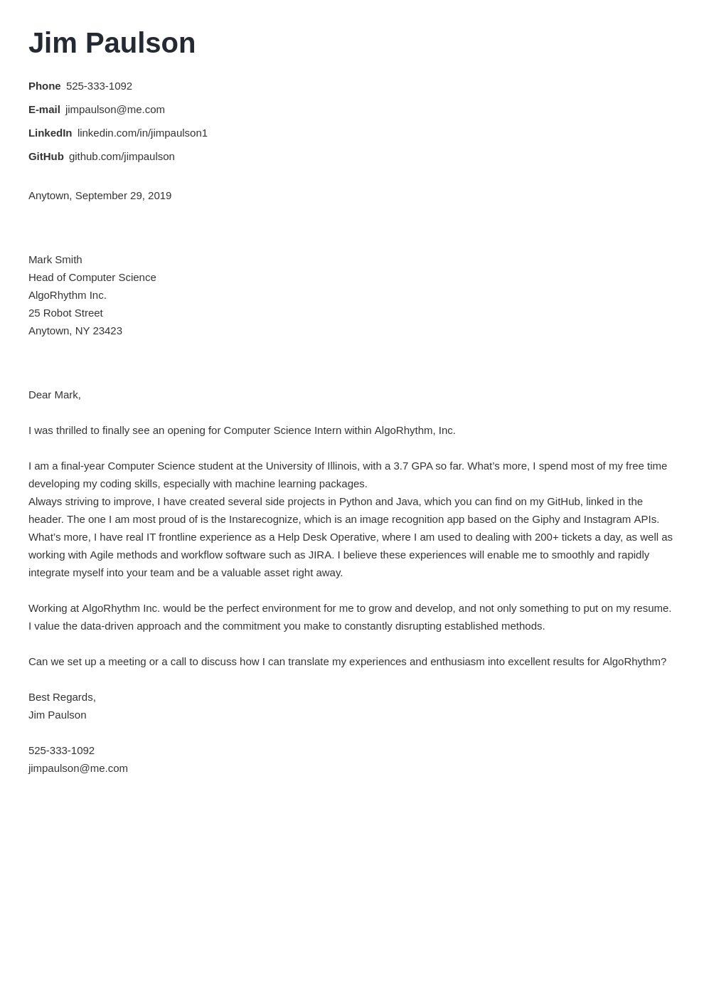 cover letter examples computer science template minimo