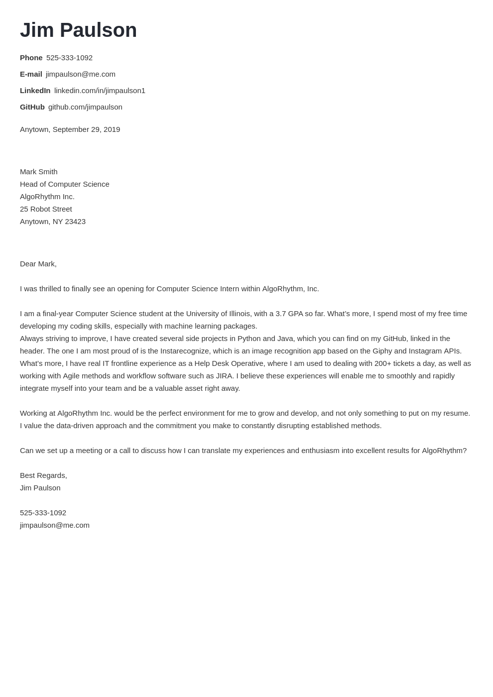 cover letter examples computer science template nanica