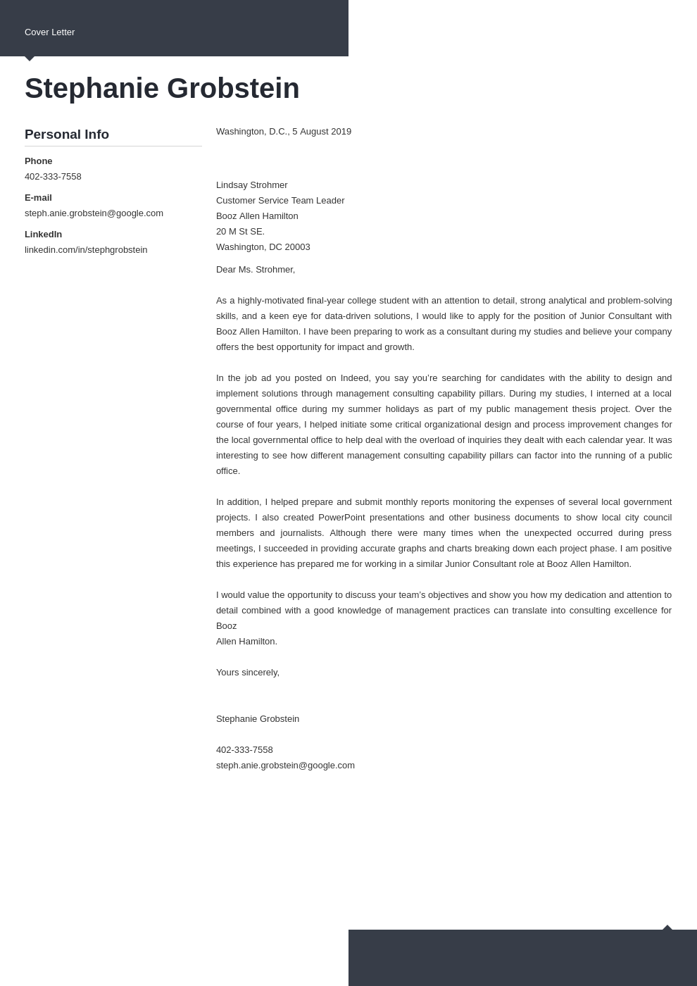 cover letter examples consulting template modern