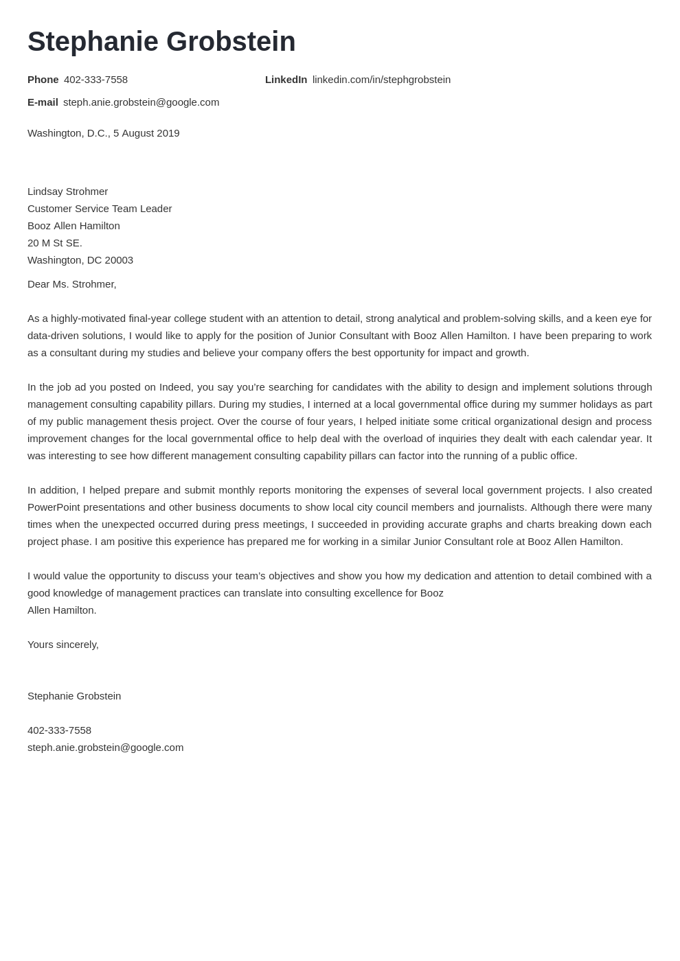 cover letter examples consulting template nanica