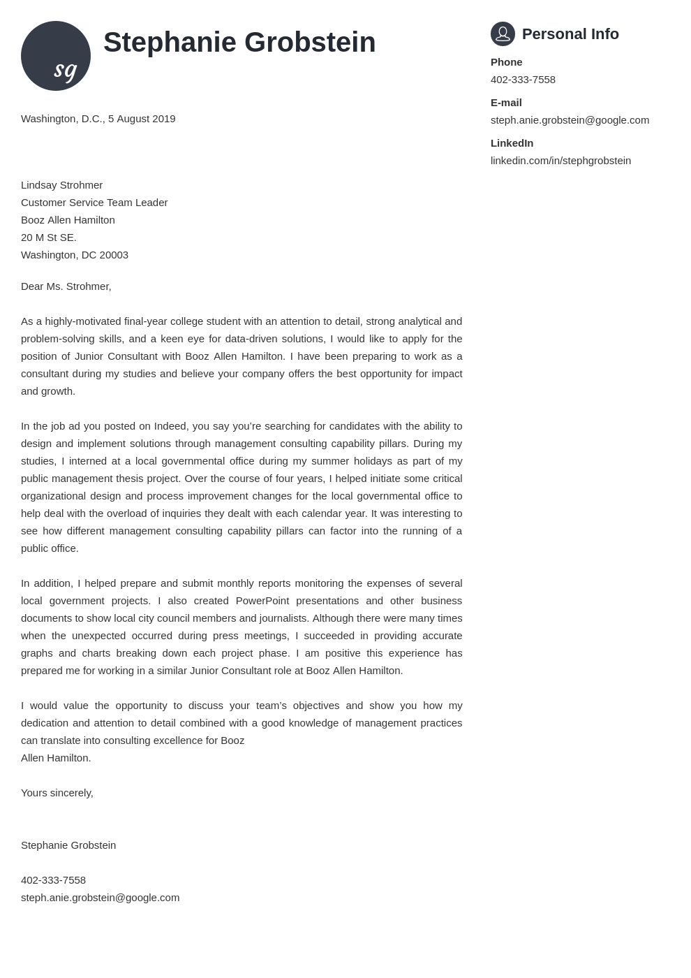 cover letter examples consulting template primo