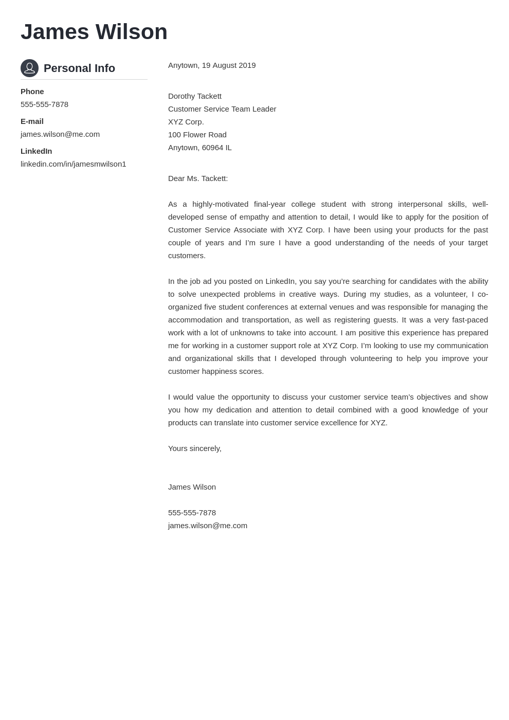 simple cover letter examples for customer service