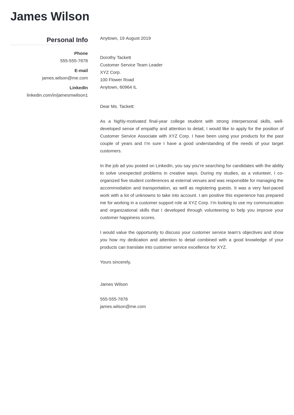cover letter examples customer service template simple