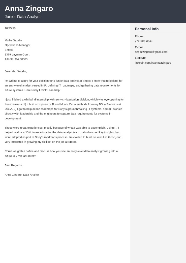 Data Analyst Cover Letter (2023 Examples & Guide)