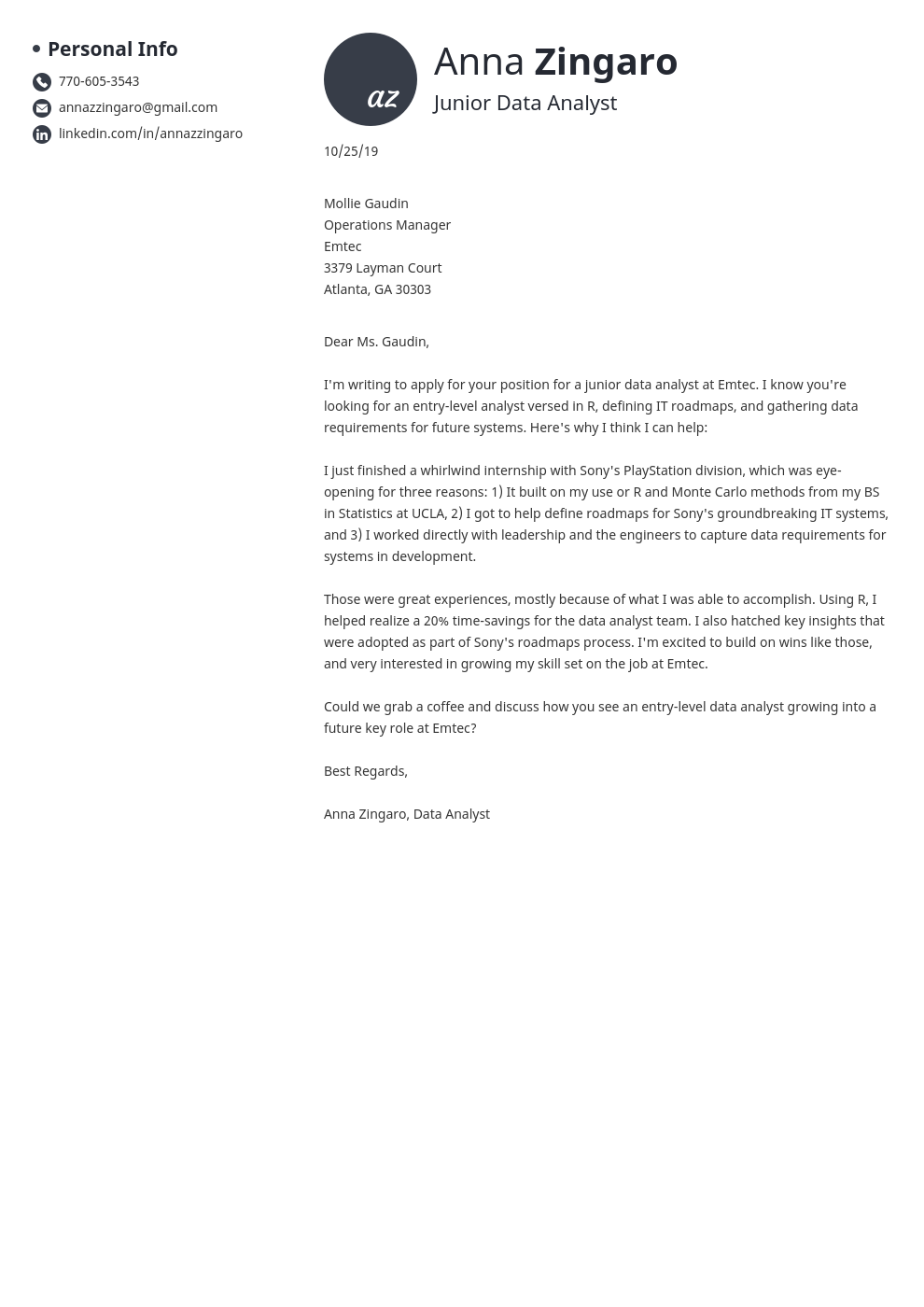 cover letter examples data analyst template initials