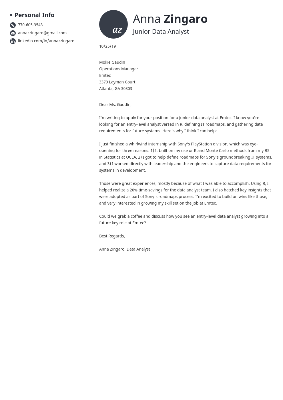 Data Analyst Cover Letter Examples Ready to Use Templates