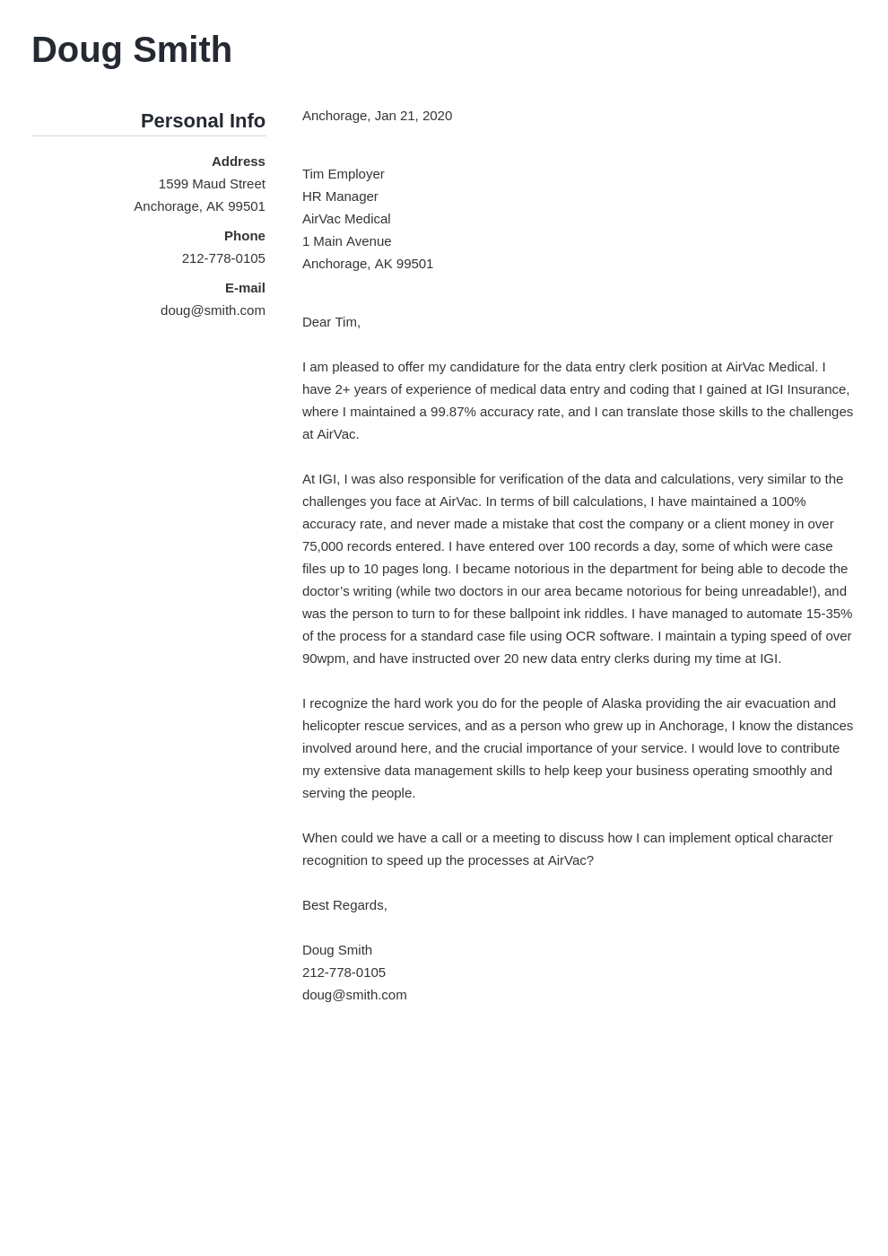 Data Entry Cover Letter 2021 No Experience Mid Level Examples
