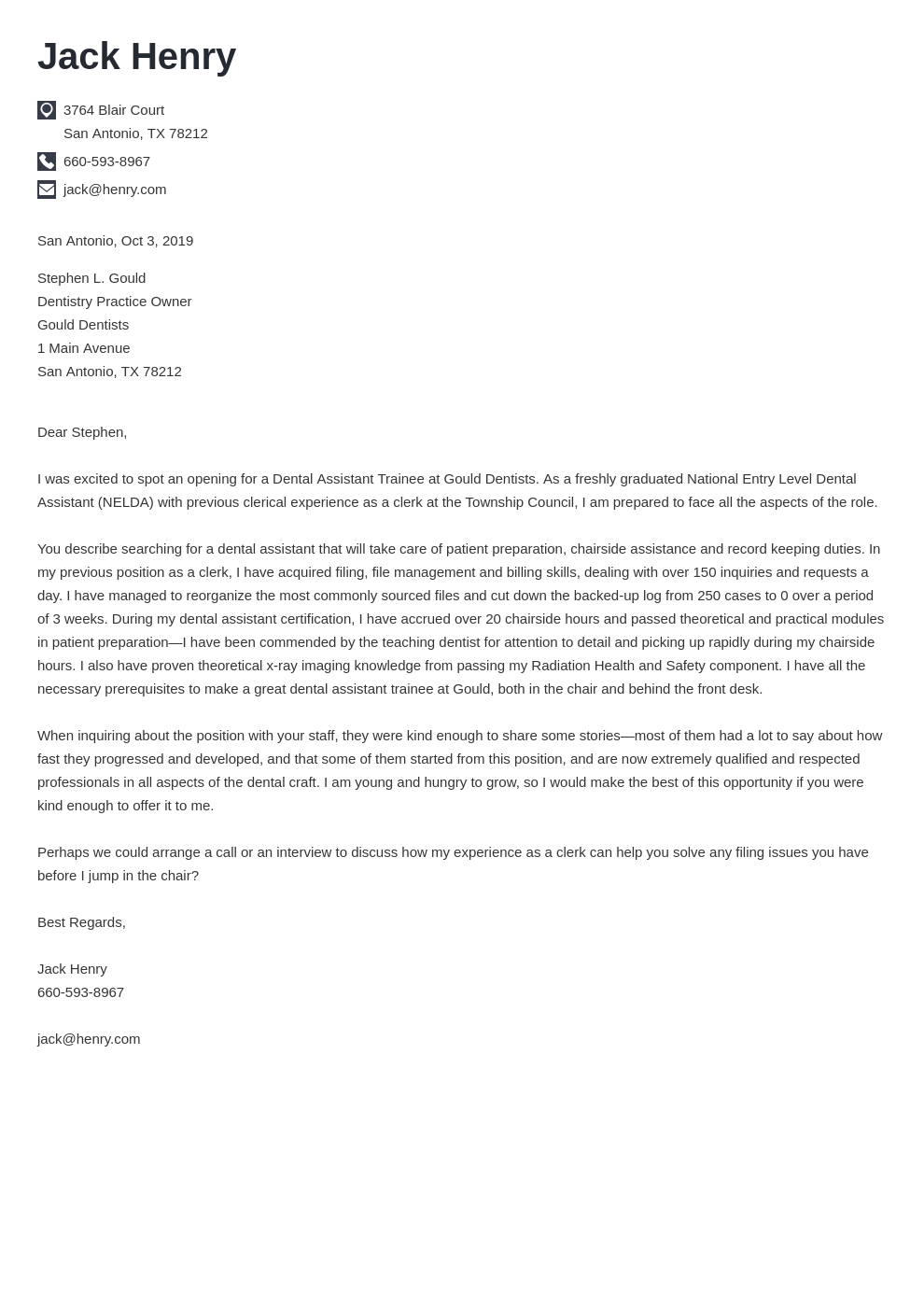 Dental Assistant Cover Letter Examples No Experience 