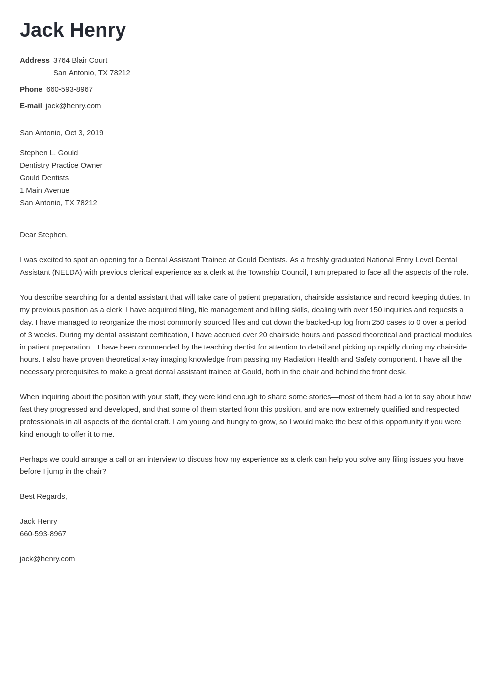 cover letter examples dental assistant template minimo