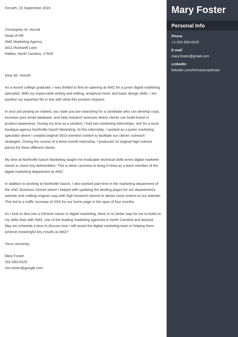 cover letter examples digital marketing template enfold