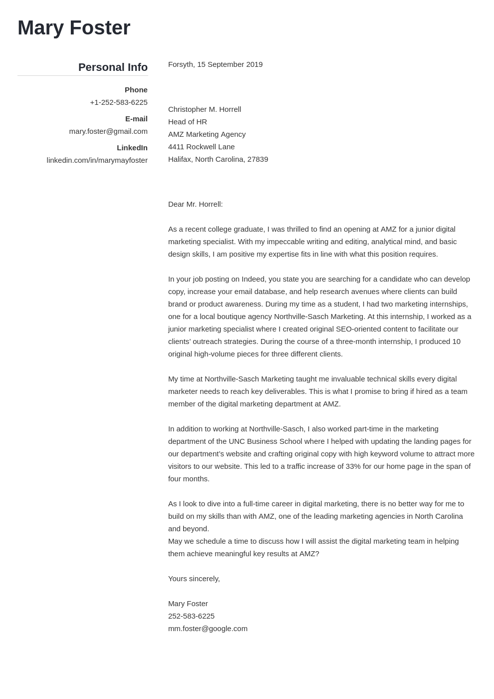 cover letter examples digital marketing template simple