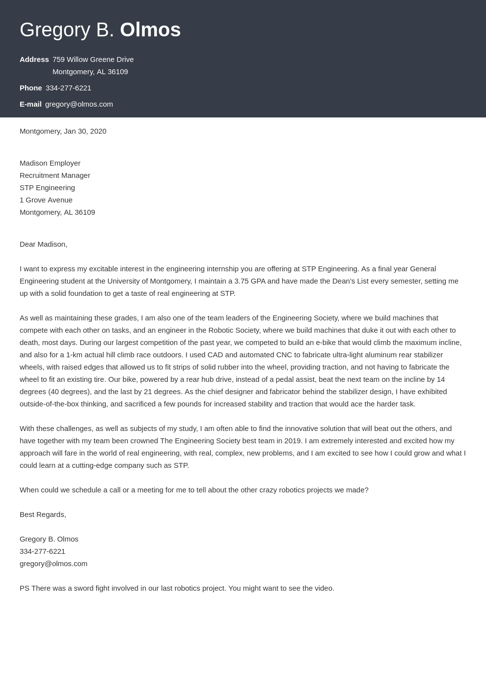 Engineering Internship Cover Letter Sample Template To Fill