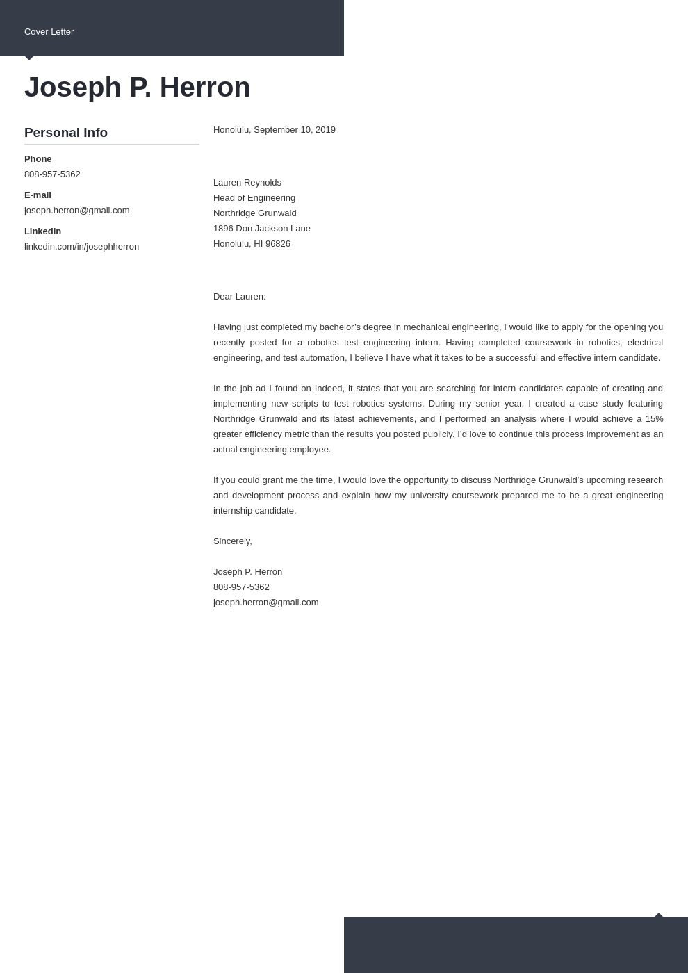 cover letter examples engineering template modern