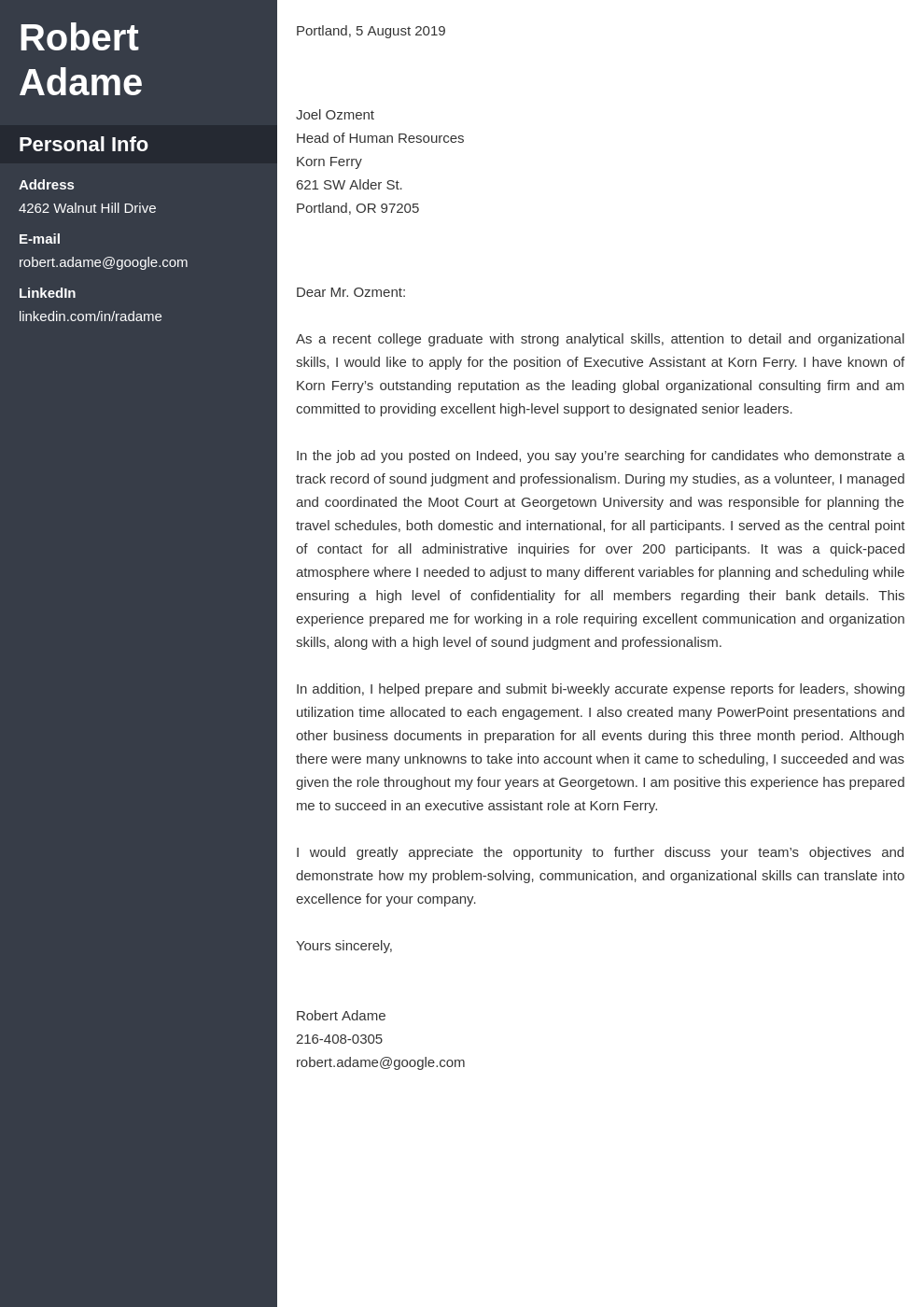 executive assistant  cover letter sample