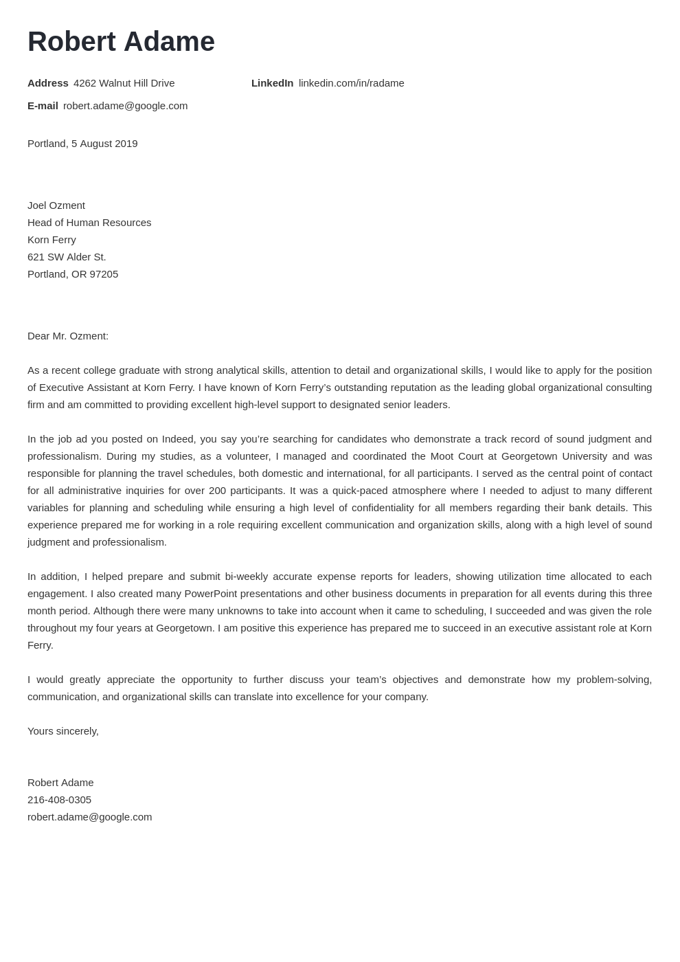 cover letter examples executive assistant template minimo