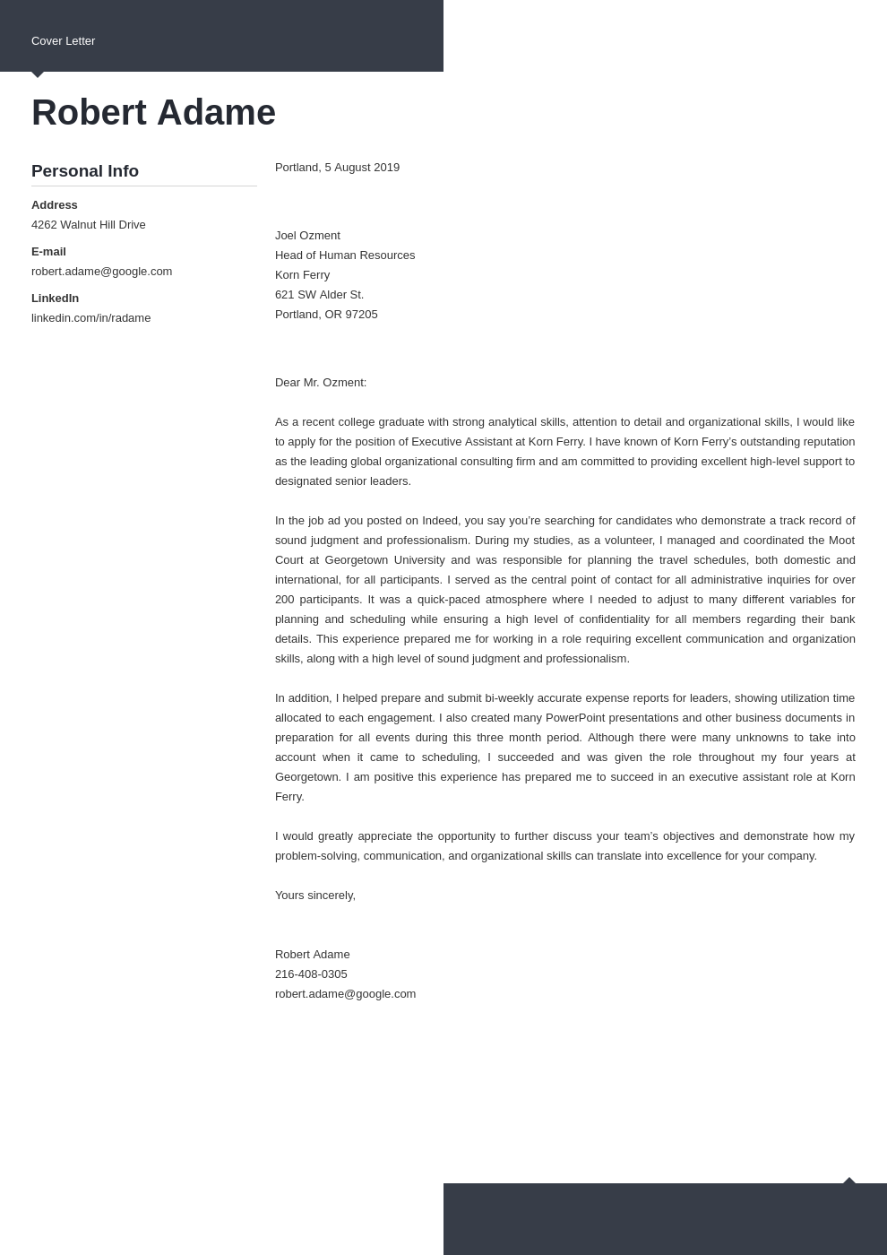 cover letter examples executive assistant template modern