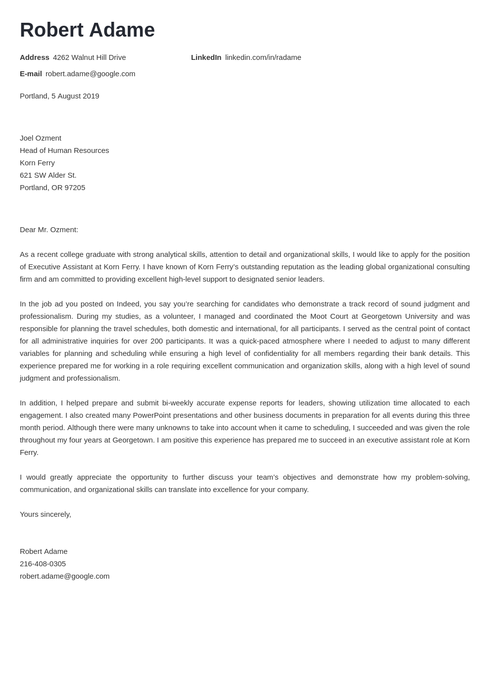 Executive Assistant Cover Letter Examples Ready To Use Templates