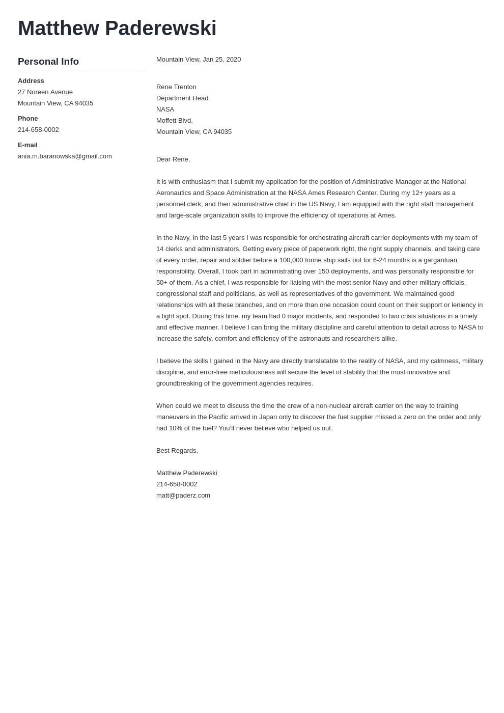 federal job cover letter examples