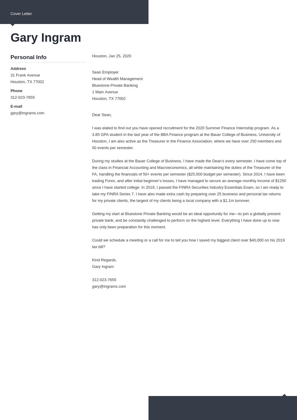 Finance Cover Letter Examples  Ready To Use Templates