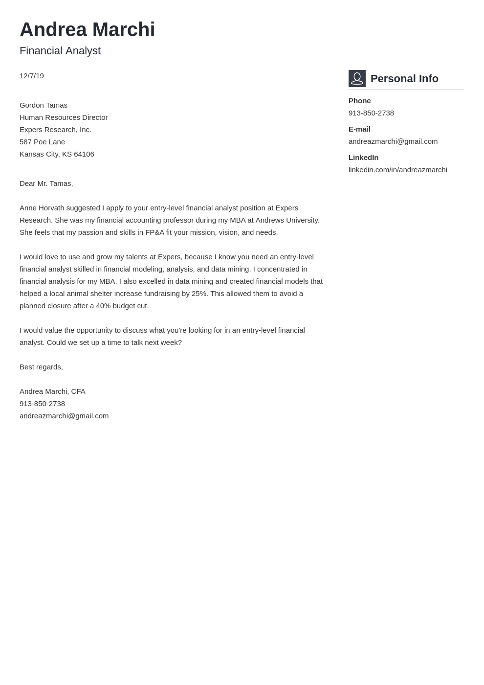 financial advice cover letter examples