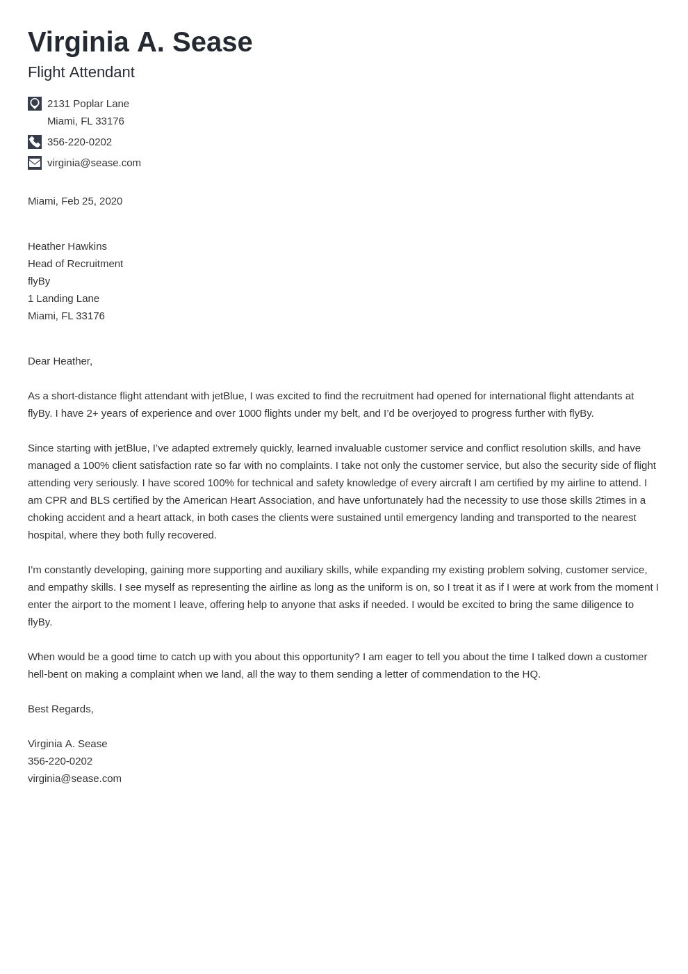 cover letter examples flight attendant template iconic