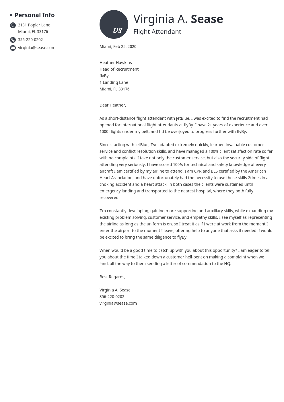 cover letter examples flight attendant template initials
