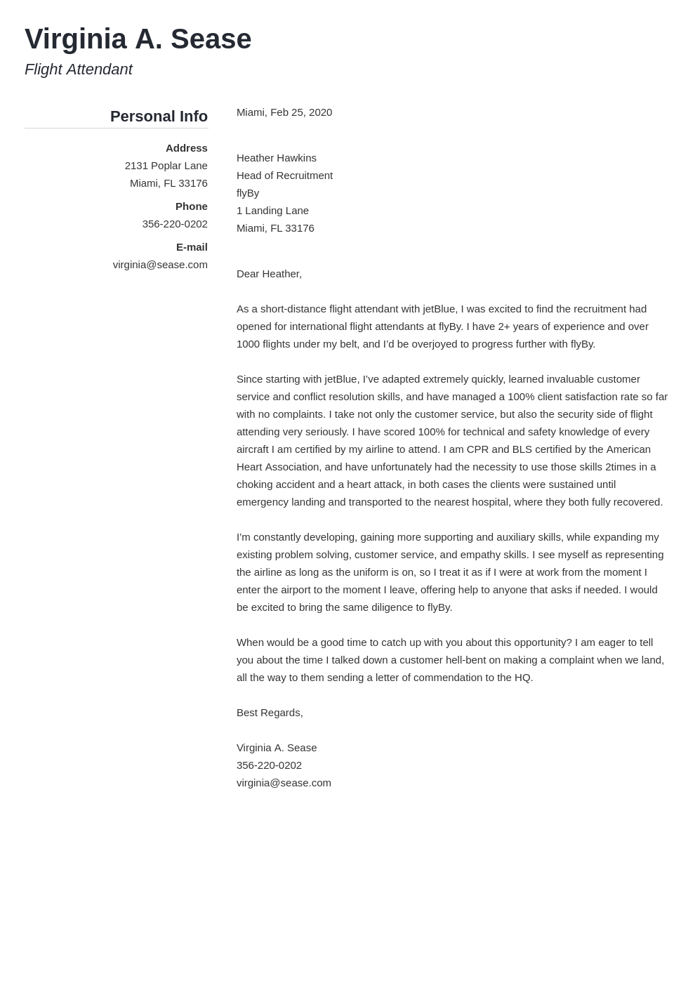 cover letter examples flight attendant template simple