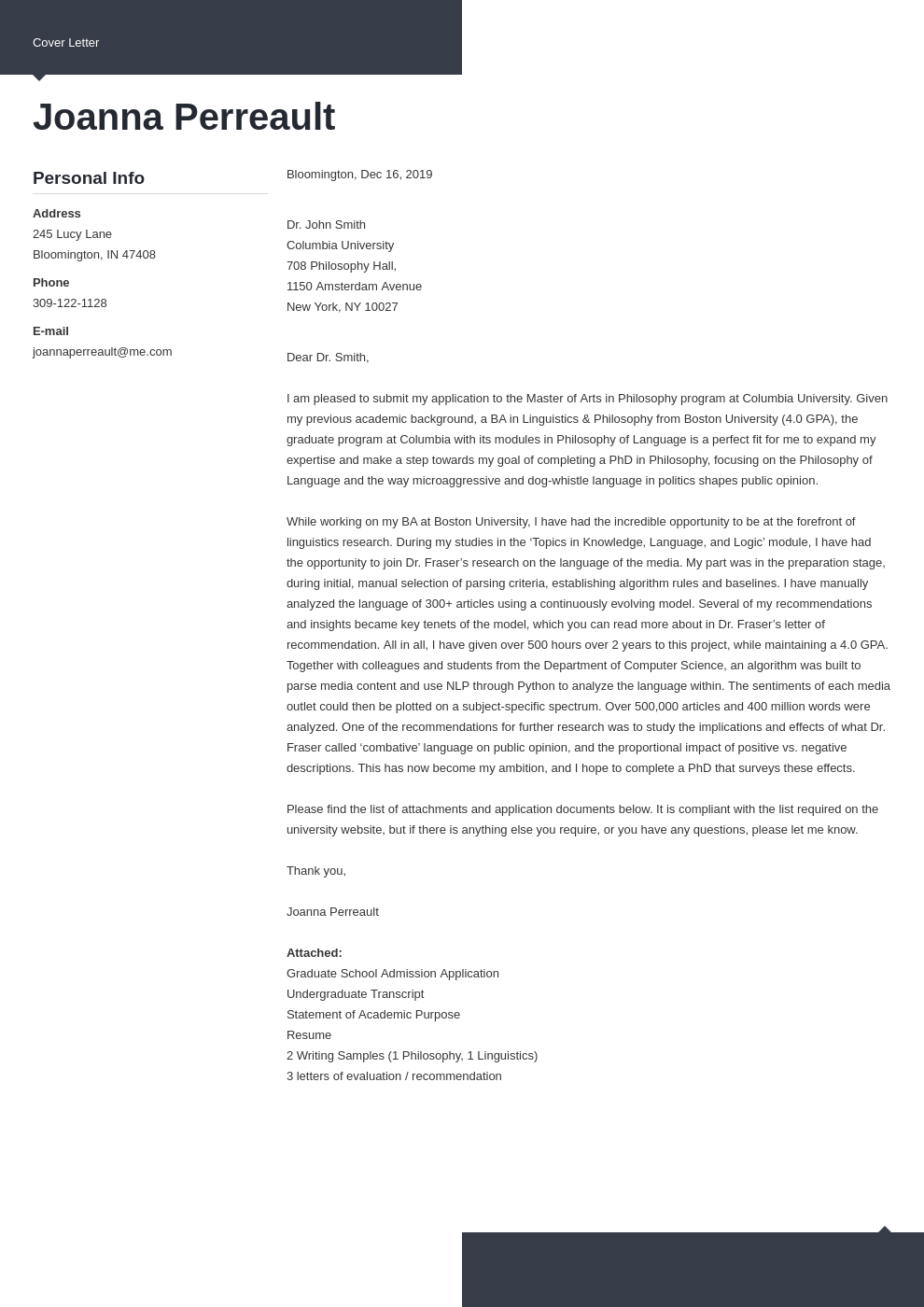 Top graduate school cover letter examples